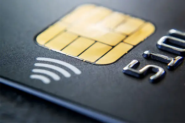 Close up view of a credit card