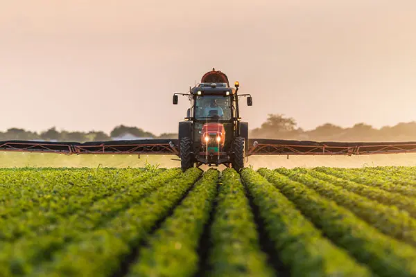 Large tractor in field